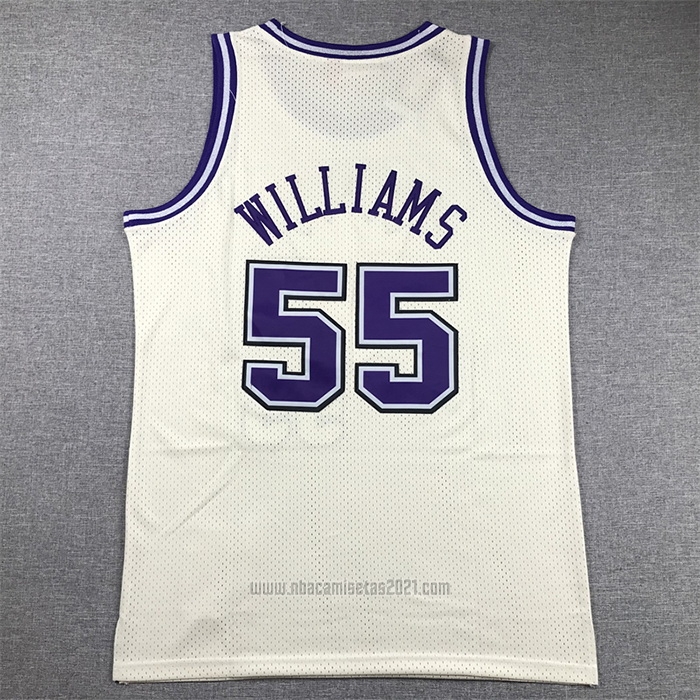 Camiseta Sacramento Kings Jason Williams #55 Mitchell & Ness Chainstitch Crema